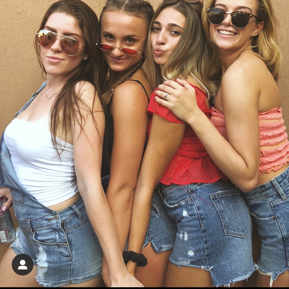 Overall denim shorts